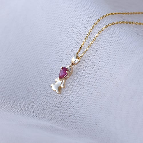 Anhänger mit Rubin und Diamanten im Sternzeichen Jungfrau Virgen