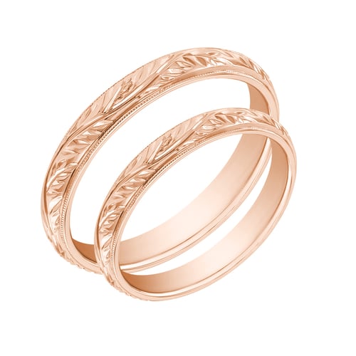 Eheringe aus Gold mit Zweig-Gravur Matu