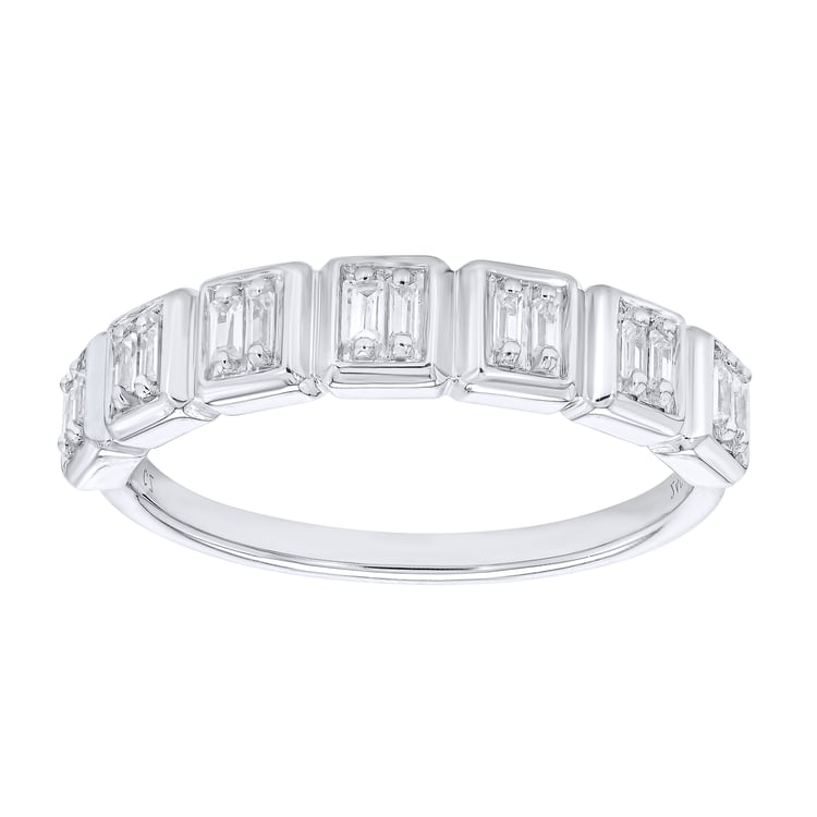 Half-Eternity-Ring aus Gold mit natürlichen Baguette-Diamanten Faheem