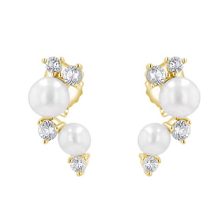 Silberne Perlenohrringe mit weißen Topasen Anita 164100