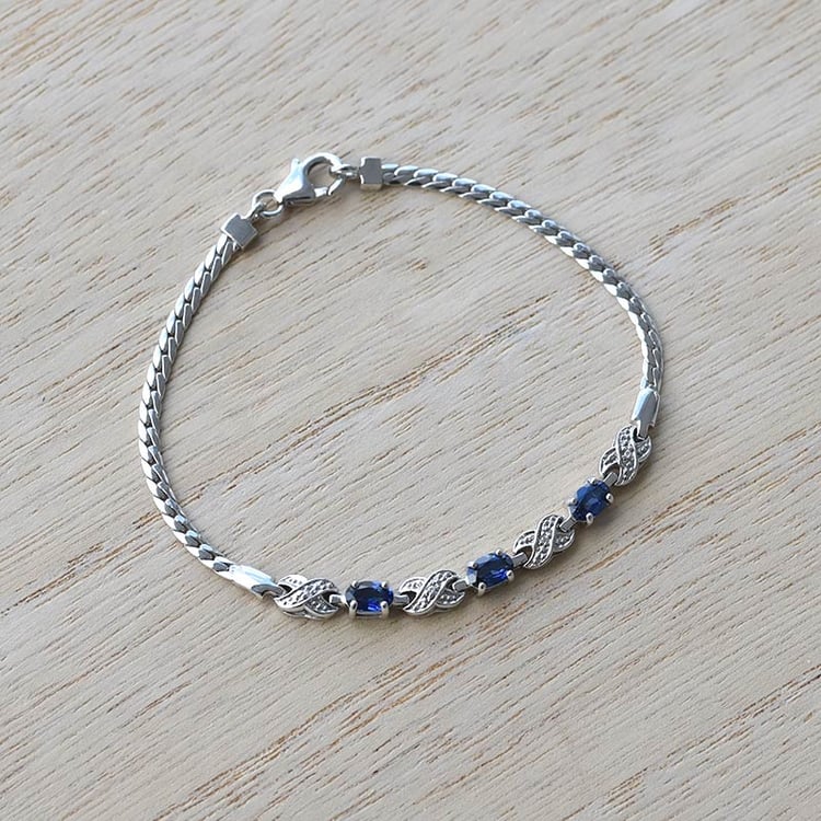 Elegantes Silberarmband mit ovalen Saphiren Clio 68959