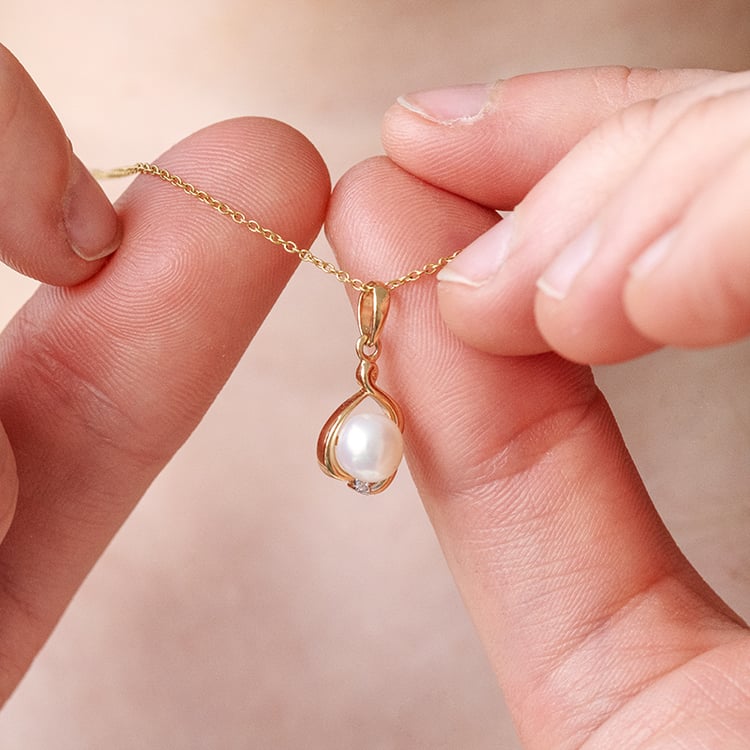 Goldanhänger mit Perle und Zirkonia Ravil 121354