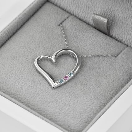 Goldene Anhänger mit Herz, Aquamarin und rosa Saphir Tanish