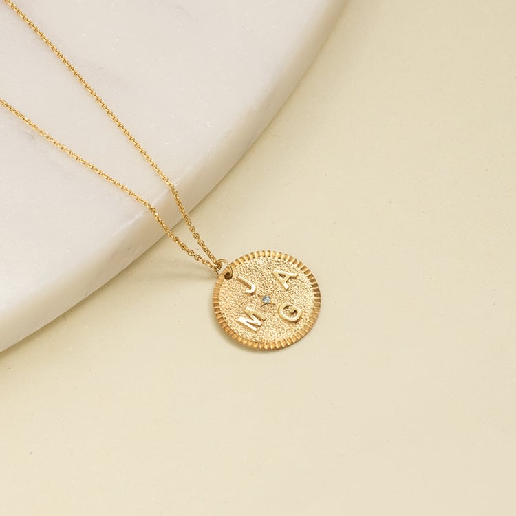 Silberner personalisierter Anhänger mit Edelstein und Buchstaben Larry 137914