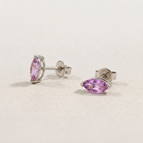 Minimalistische Silberohrringe mit rosa Amethysten Andine