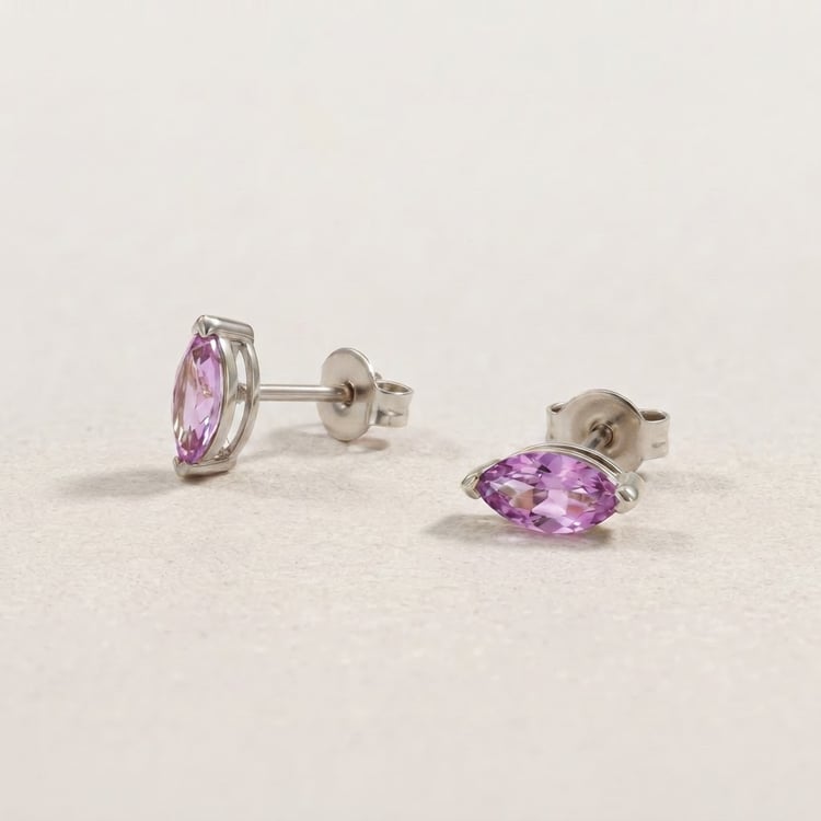 Minimalistische Silberohrringe mit rosa Amethysten Andine 170401