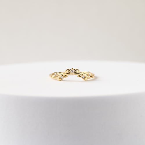 Ring in V-Form mit Blättern und Diamanten Aiden