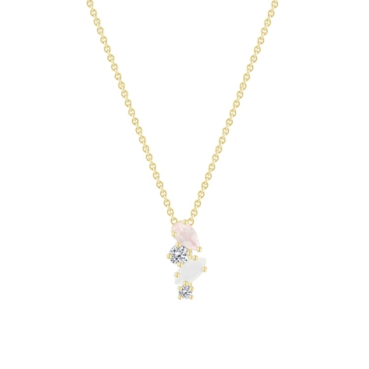 Silber Anhänger mit Topas, Rosenquarz und Mondstein Daisi 131906