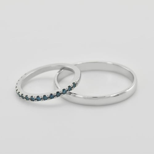 Memoryring mit blauen Diamanten und Herrenring Oana