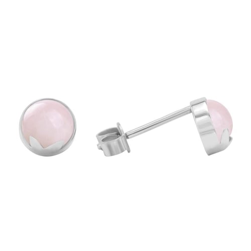 Goldene Ohrstecker mit Cabochon Rosenquartz Erica