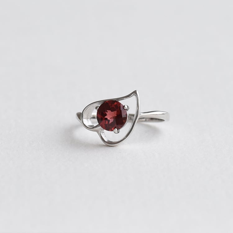 Ring in Herzform aus Silber mit Granat Misal 73704