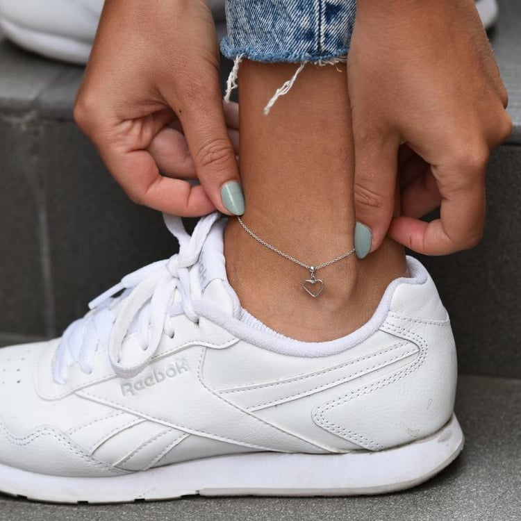 Silbernes Fußband mit Herz Sadia 47746