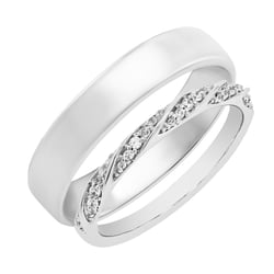 Eheringe mit geflochtenem Ring mit Diamanten und Komfortring Frances