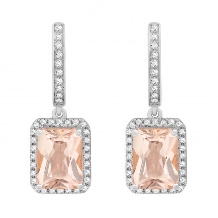 Bezaubernde Goldohrhänger mit Morganit und Diamanten Bibi 88129