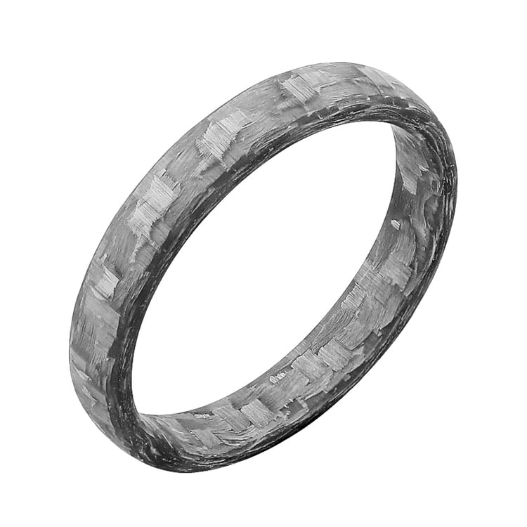 Leicht gerundete Eheringe aus Carbon mit Diamant Petrus 125172