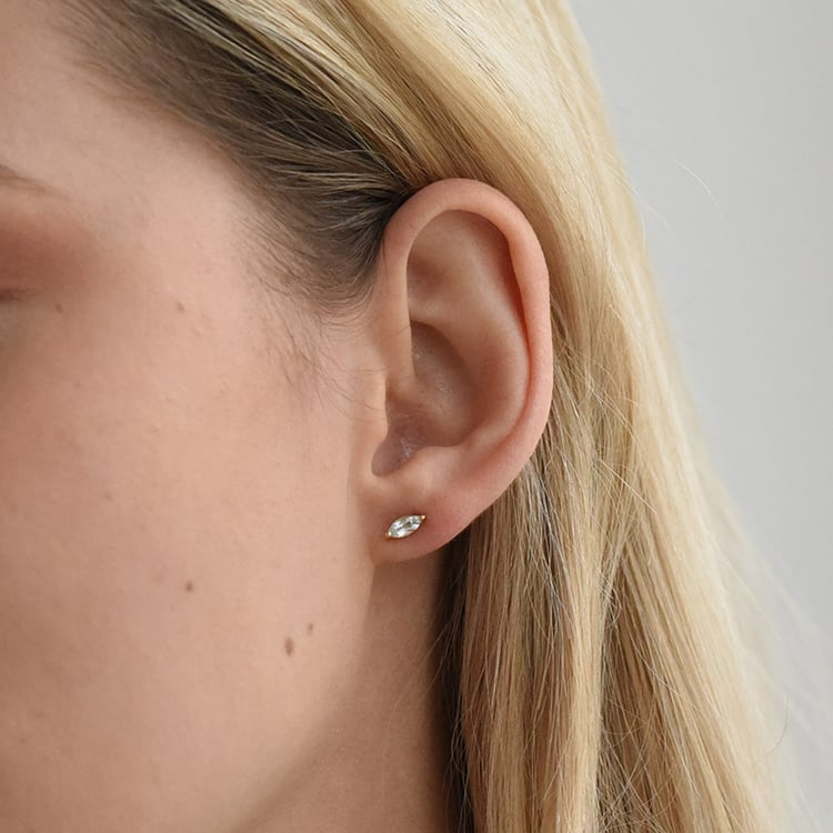 Minimalistische Ohrstecker aus Silber mit Aquamarin Andine 73053