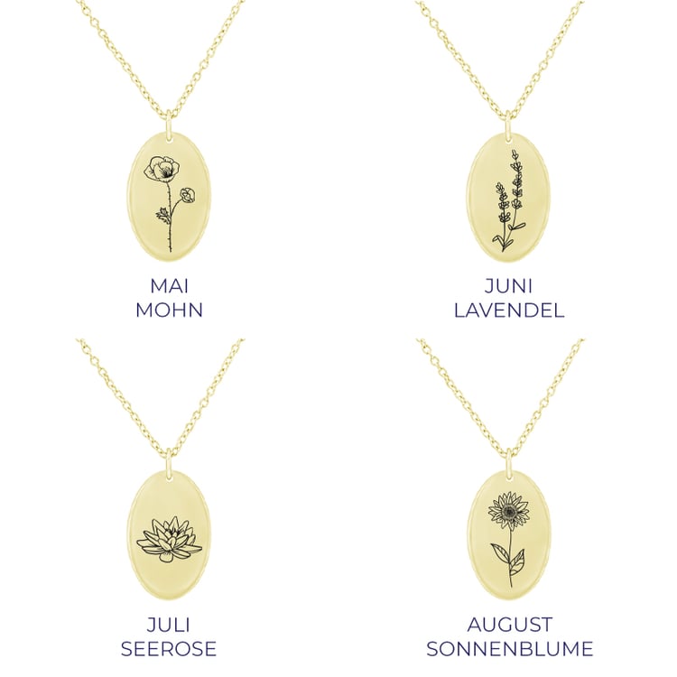 Romantischer Anhänger mit einer Blumengravur Ihrer Wahl Daisy 82200