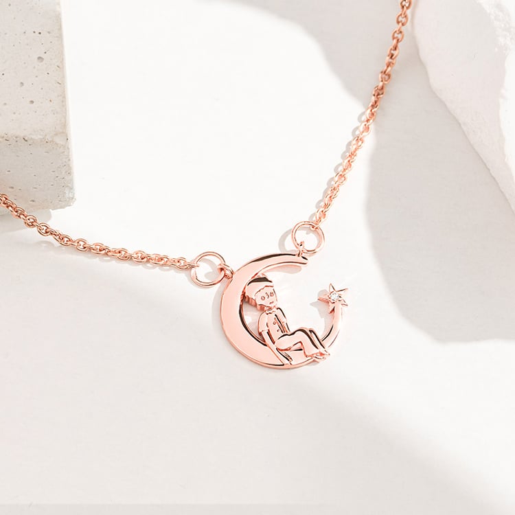 Halskette in Form einer Mondsichel mit einem Diamanten Kleiner Prinz 157217