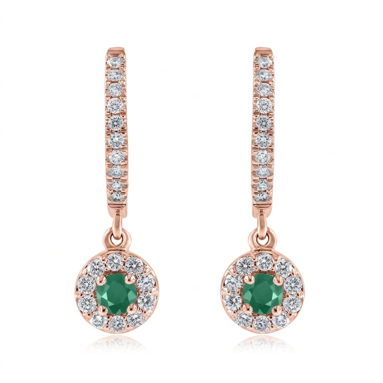 Wunderschöne silberne Ohrringe mit Smaragden und Lab Grown Diamanten Donna 169423