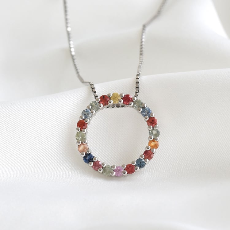 Silberner Anhänger mit mehrfarbigen Saphiren Mirjana 79155