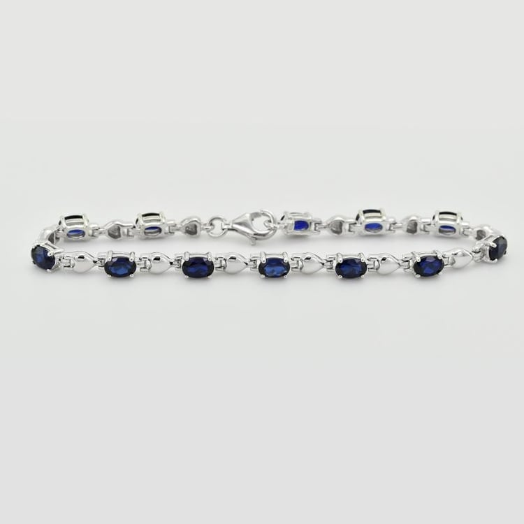 Silbernes Armband mit ovalen Saphiren Ove 26722
