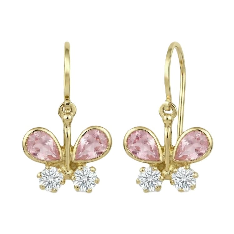 Kinder-Ohrringe aus Gold mit Schmetterling Any
