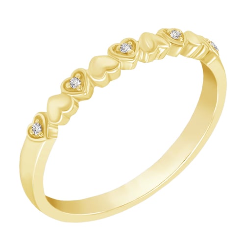 Goldener Memoryring mit Herzen und Diamanten Fople