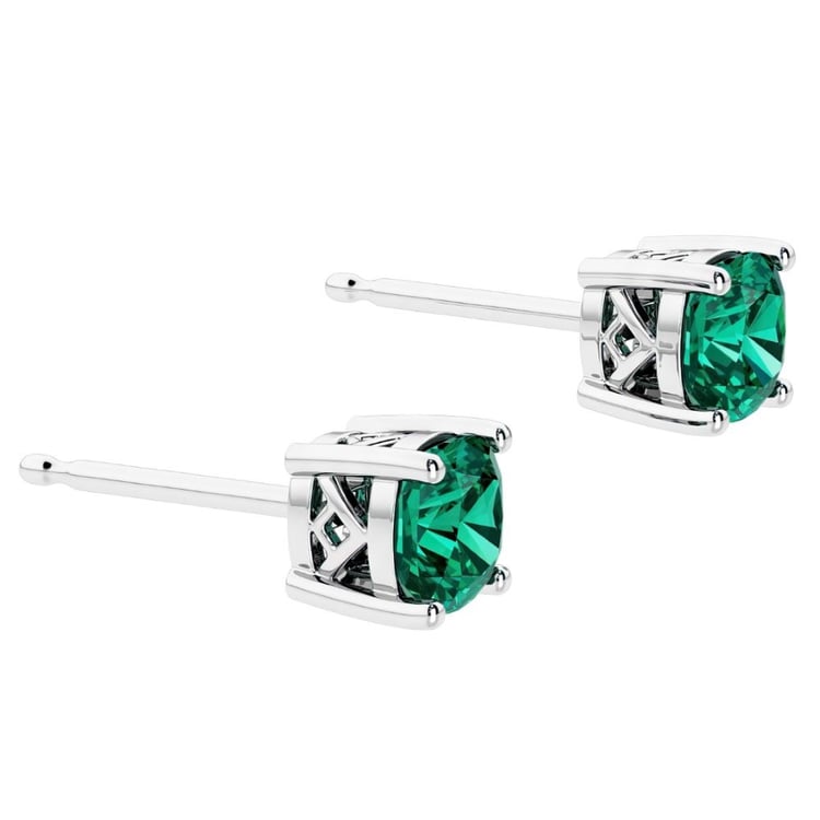 Silberne Ohrringe mit simulierten Smaragden 162598