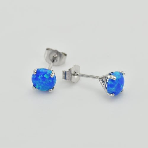 Ohrstecker aus Gold 585 mit blauen runden Opalen Hulda