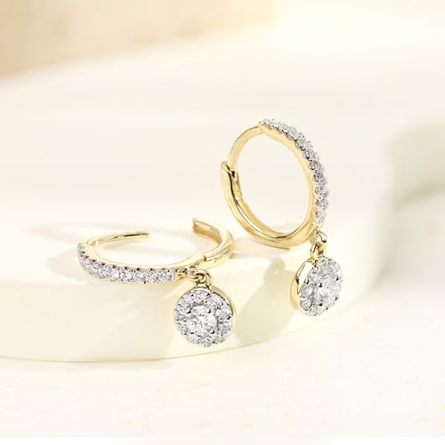 Goldene runde Ohrringe mit 0.09ct Lab Grown Diamant Namita