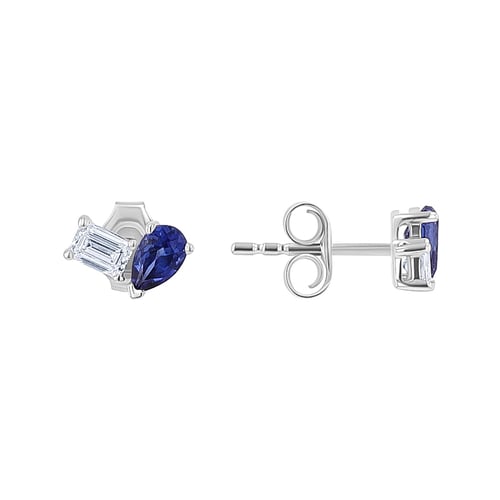 Toi et Moi Ohrstecker mit Lab Grown Diamant und Saphir Aroha