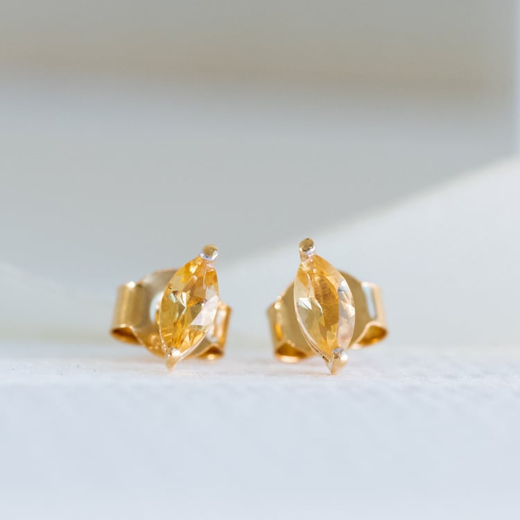 Minimalistische Goldohrringe mit Citrinen Andine 118758