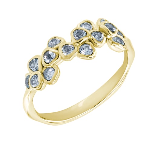 Goldring mit Aquamarinblüten Washi