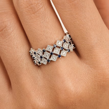 Moderner Goldring mit Diamanten und Sapphiren Arnt