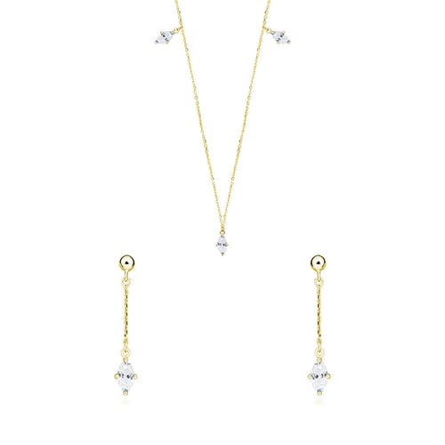 Goldenes Schmuckset mit weißen Topasen Floriane