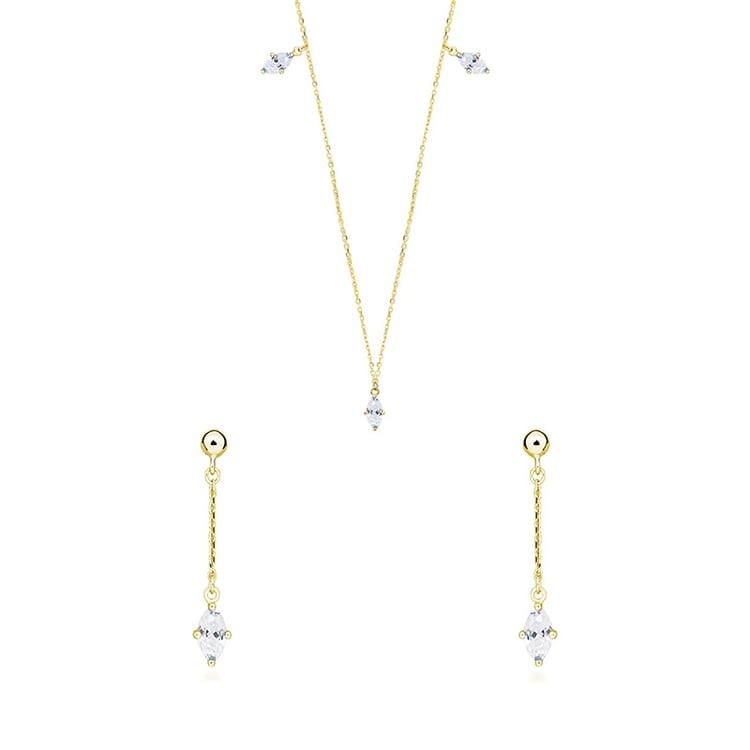 Goldenes Schmuckset mit weißen Topasen 164113