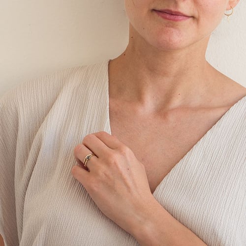 Set aus Ringen mit Salt and Pepper Diamanten Marine