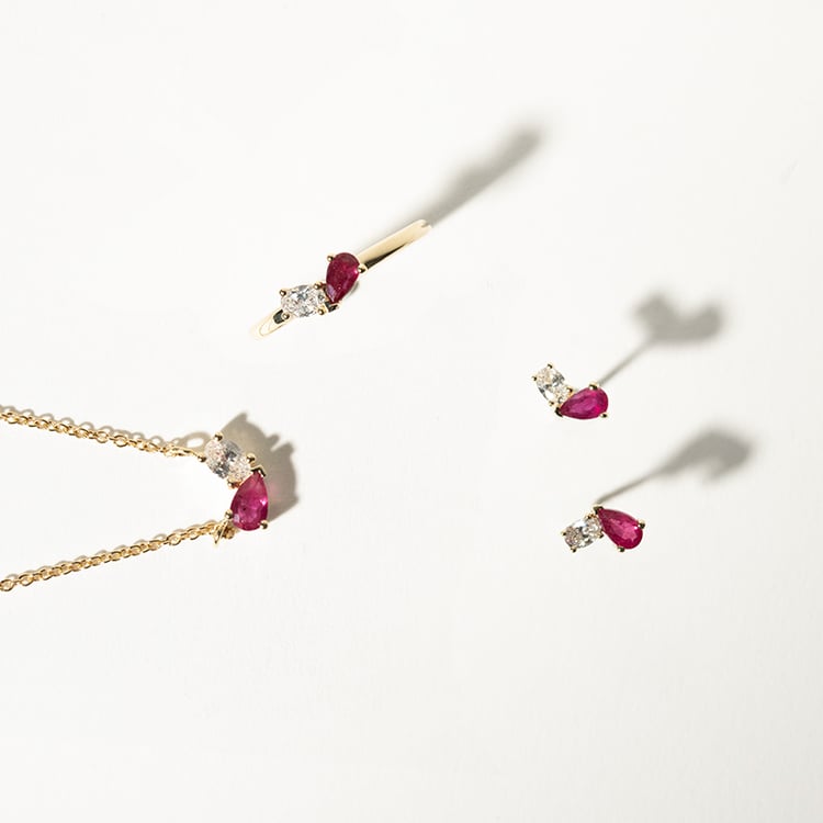 Schmuckset Toi et Moi mit Rubin und Lab Grown Diamant Ethelmary 134772