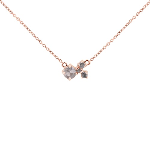 Silberne Cluster-Kette mit Salt and Pepper Diamanten Millie
