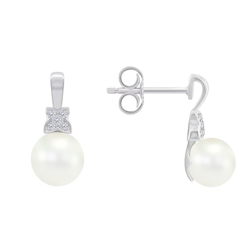 Elegante Perlenohrringe mit Diamanten Barbary