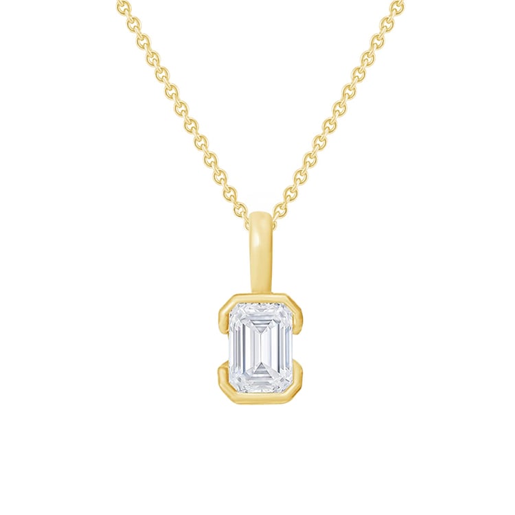 Minimalistischer Anhänger aus Silber mit einem Diamanten in Emerald-Form Lias 162229