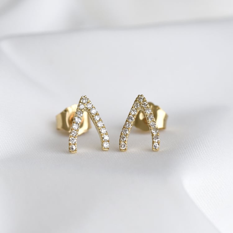 Silberne Ohrstecker mit Lab Grown Diamanten Wishbone 104198