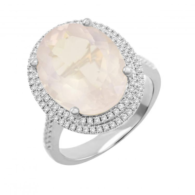 Goldring mit Rosenquartz und Diamanten Karse 88480