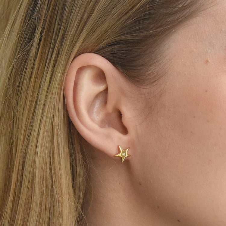 Silberohrringe als Sterne mit Diamanten Jessamy 92308