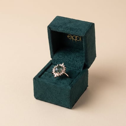 Scheidungsring mit Moosachat und Moissaniten Truman