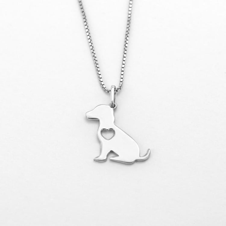 Silber Anhänger mit Kette mit Hund 52026