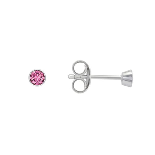 Silberne Ohrstecker mit rosa Saphiren in Bezelfassung Tofine