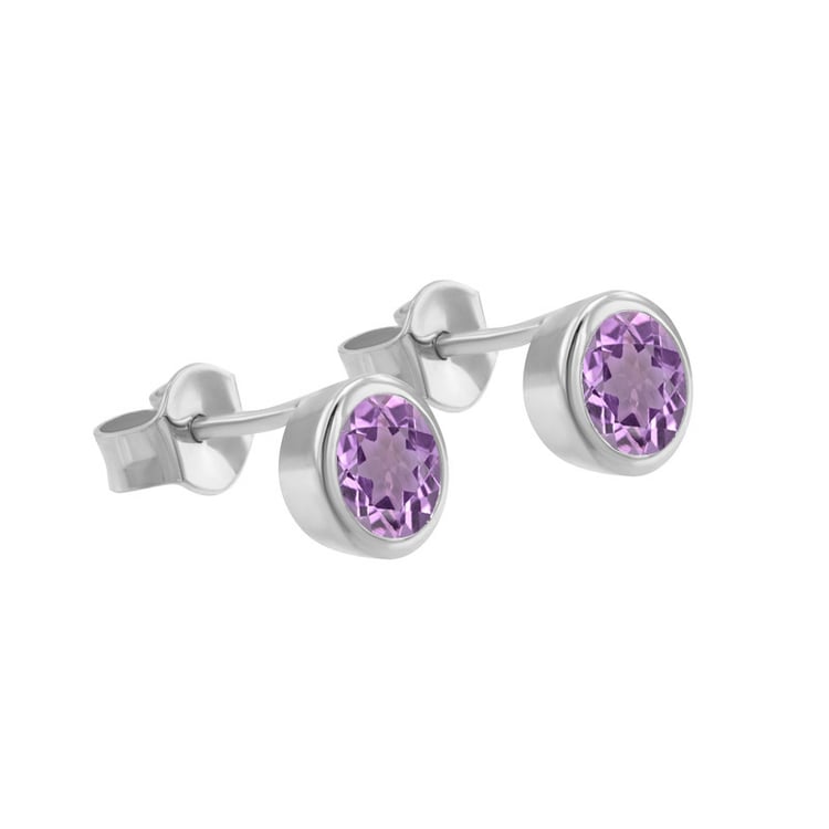 Bezel Ohrringe aus Platin mit Amethysten Wetty 70991