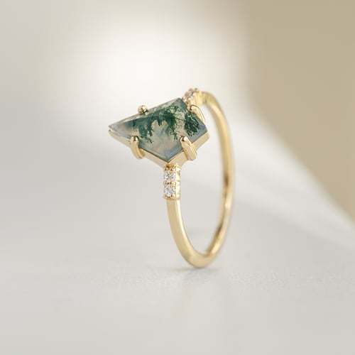 Ring-Set mit Moosachat und Diamanten Vinka