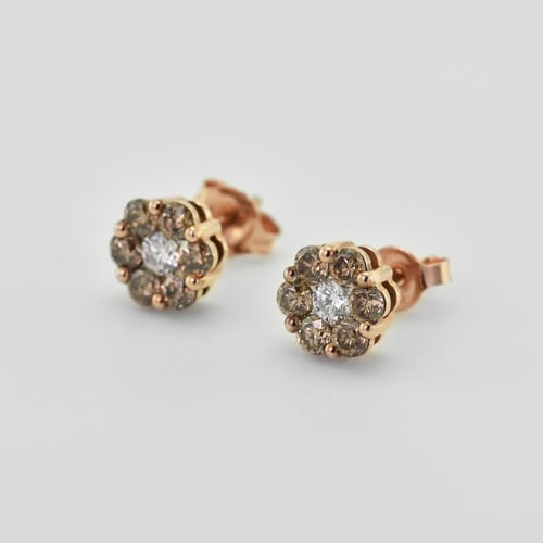 Ohrstecker in Blumenform mit brauen Diamanten Oakley